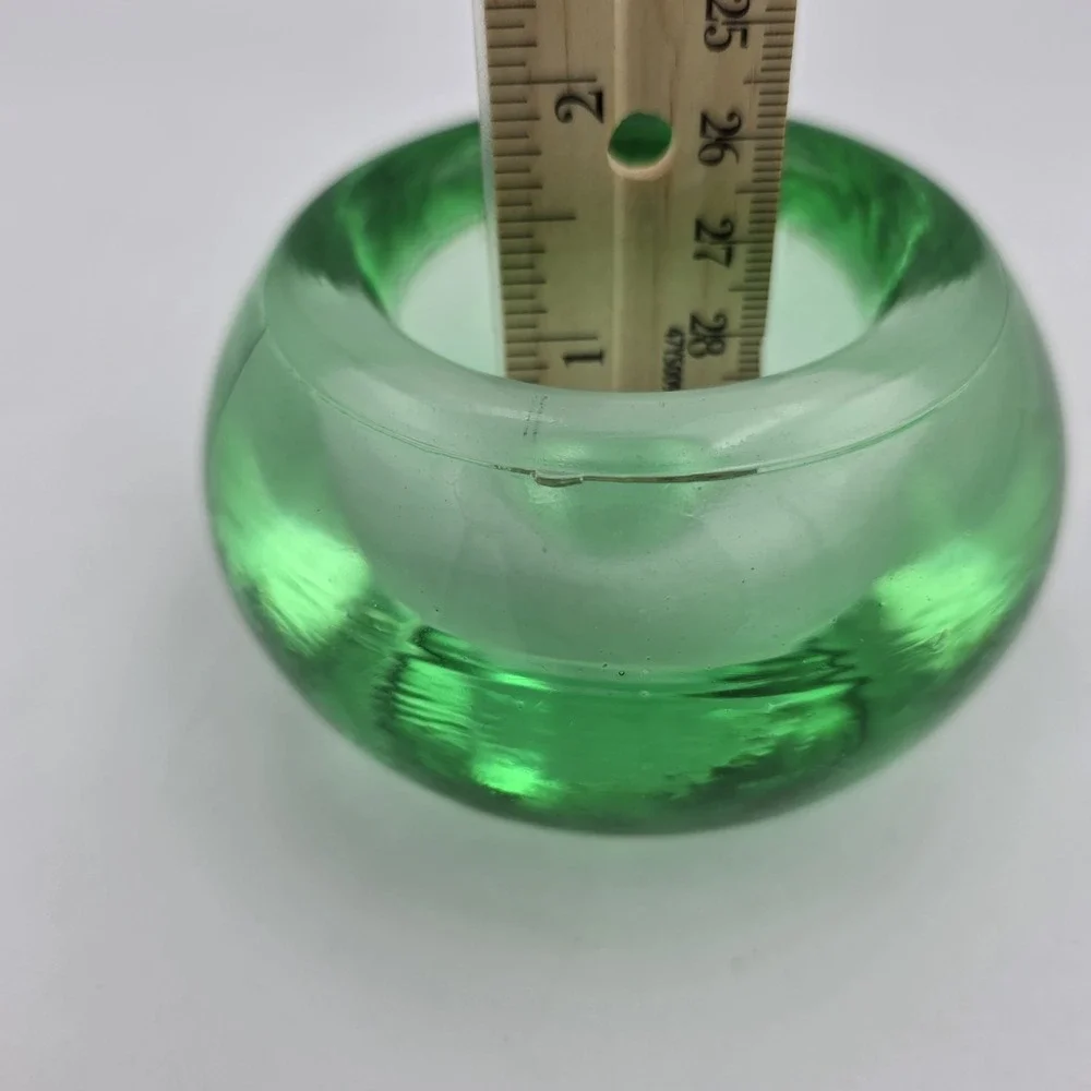 Crate & Barrel Green Glass Votive Tea Light Candle Holder 2.25